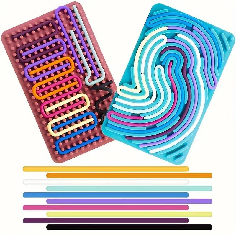 Silicone Sensory Activity Board To Relieve Stress and Improve Creativity, Imagination and Thinking Training Device, Multi-color