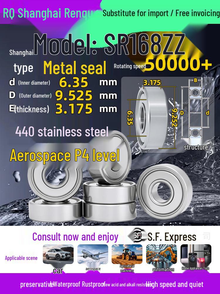 High-Speed Mini Micro Bearings Set: 440 Stainless Steel, 4 Models, 3 Bearings Each, Inner Diameter: 1, 2, 5, 6, 7, 8, 9, 10, 12mm