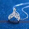 S925 Sterling Silver Mermaid Tails Pendant Necklace 0.39CT Pass Diamond Test Moissanite Good Luck Necklace Gift for Girls Women