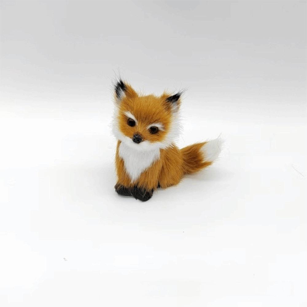 Figurine Plush Fox Doll Toy Mini Squatting Sitting Fox Model Plush Simulation Fox Birthday Gift