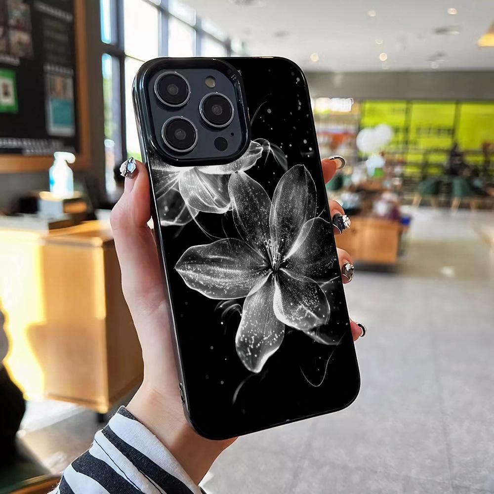 Роскошный чехол для iPhone 16 Pro Max, светящийся цветами, чехол для телефона для iPhone 16 Plus 15 14 13 12 11 17 Air, мягкая черная задняя крышка
