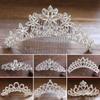 1PC Diadem With Comb Rhinestone Crown Hair Jewelry Pearl Headbands Girls Fashion Princess