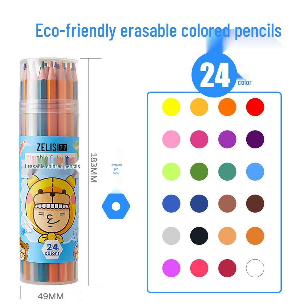 Zhenglin Стираемые цветные карандаши – наборы по 24, 36 и 48 цветов для рисования и раскрашивания детьми и студентами.