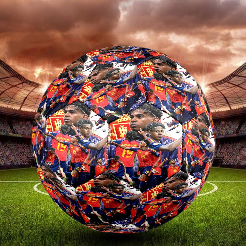 Lamine Yamal 19 Spain's Soccer Star Size 5 Soccer Ball Machine-Stitched Indoor/Outdoor Training and Matches Perfect Commemorative Gift for Soccer Love