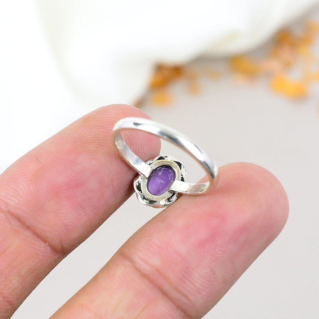 Кольцо из стерлингового серебра 925 пробы с аметистом овальной формы, фиолетовым драгоценным камнем для женщин