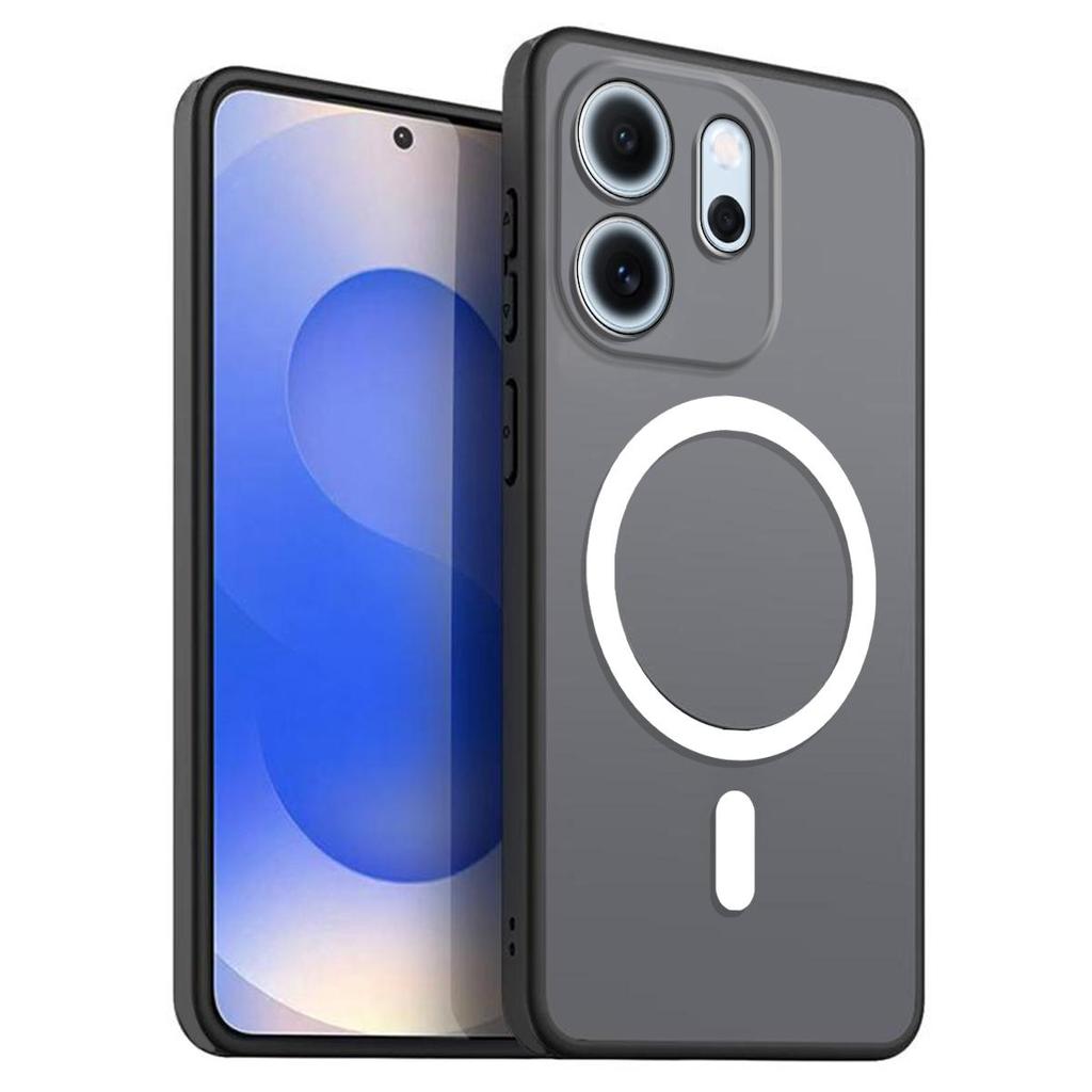 Магнитный железный кольцевой чехол для телефона OPPO Reno14 F 5G Матовый мягкий ТПУ Ударопрочный чехол