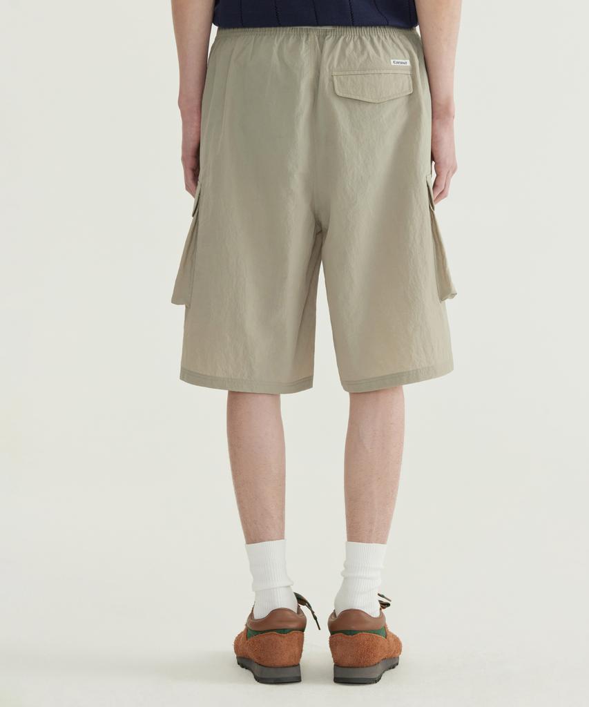 COVERNAT Bermuda Cargo Nylon Shorts Khaki Beige