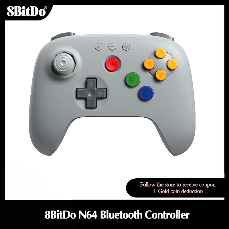 8BitDo Gray N64 Bluetooth Controller for Analogue 3D, Nintendo Switch, Switch 2, Gaming Joystick Gamepad for Windows and Android