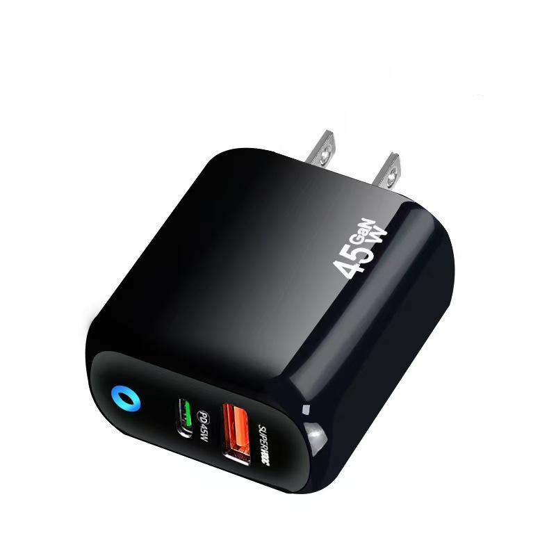 Двухпортовое GaN-зарядное устройство PD45W с международной совместимостью и светодиодным индикатором