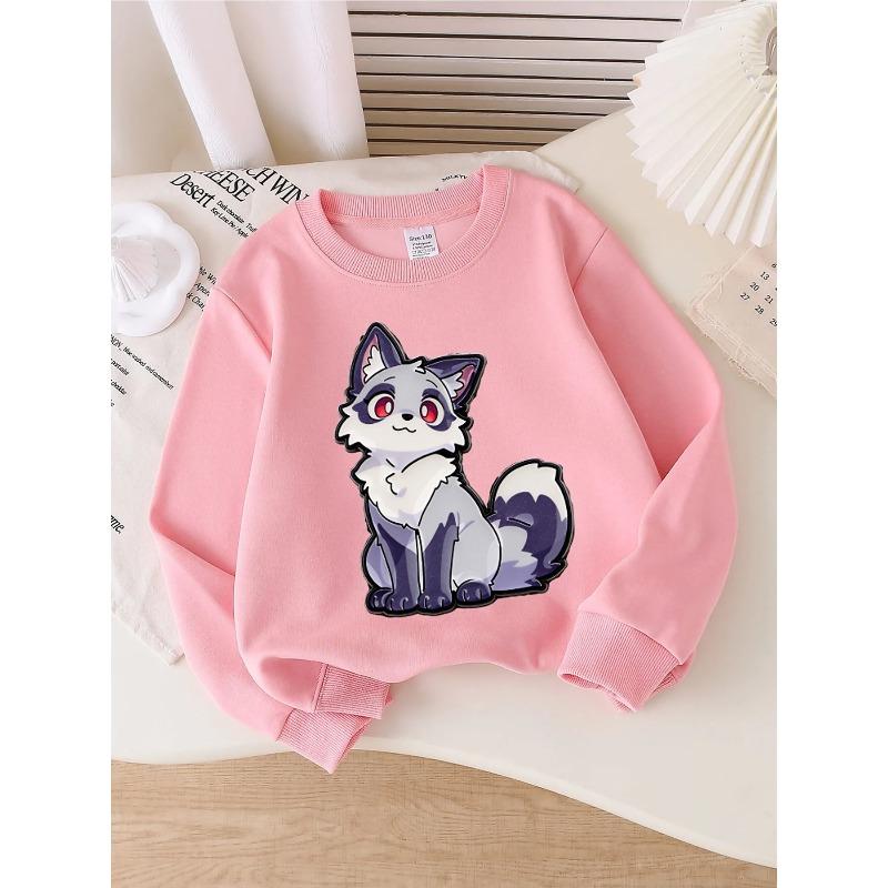 European sizes Crewneck Sweatshirt for Kids Featuring a Fox with Red Eyes And Starry Fur. Perfect for Sports And Casual Outings