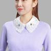 Chiffon Embroidery Floral Lace Fake Collars for Women White Shirt False Collar Half Blouse Lapel Detachable Collars Faux Col Tie