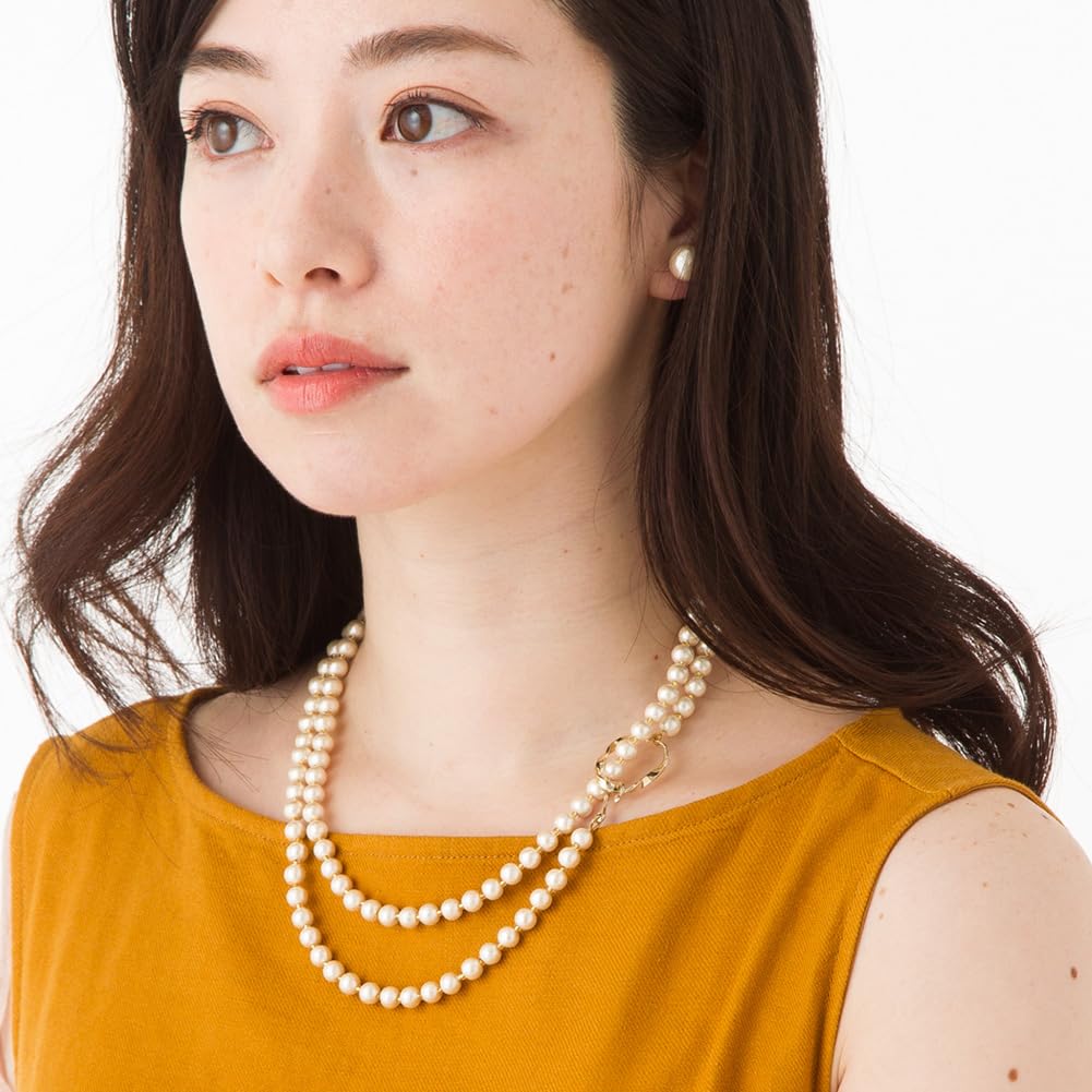 Кольцо из хлопкового жемчуга, металлическое, длинное, простое, на выпускной, включает в себя жемчуг, сделанный в Японии [R-days Daikanyama] и ожерелье, женское, жемчуг, легкое, ожерелье,