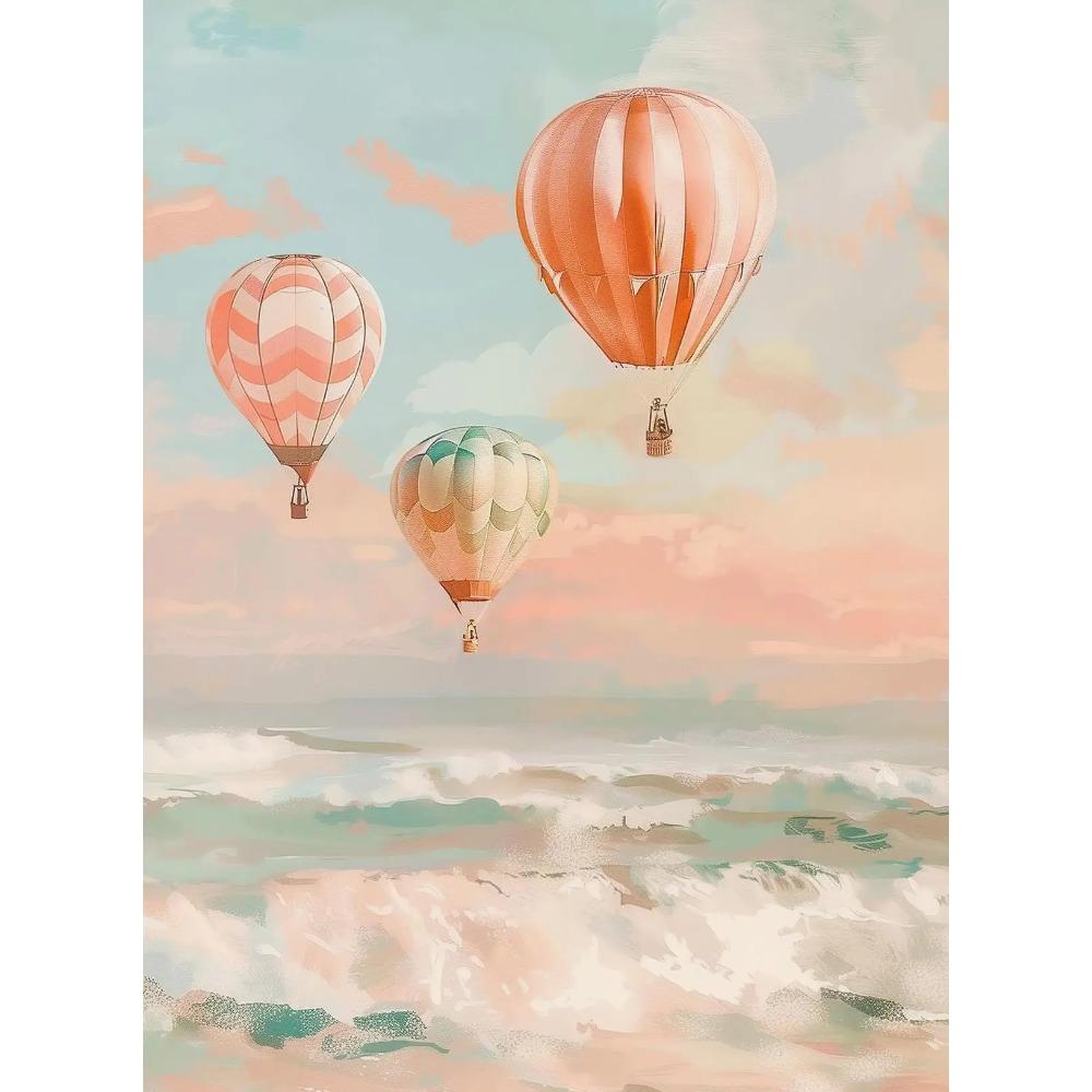 Dreamy Pastel Summer Beach Posters Woman Swimming Umbrella Sea Turtle Prints Canvas Painting Wall Picture Home Living Room Decor
