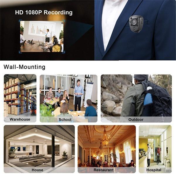 High Quality Mini Camera HD1080P Sports Video Recorder Built-in 32GB Memory Card Wearable Police Camera with Night Vision Function