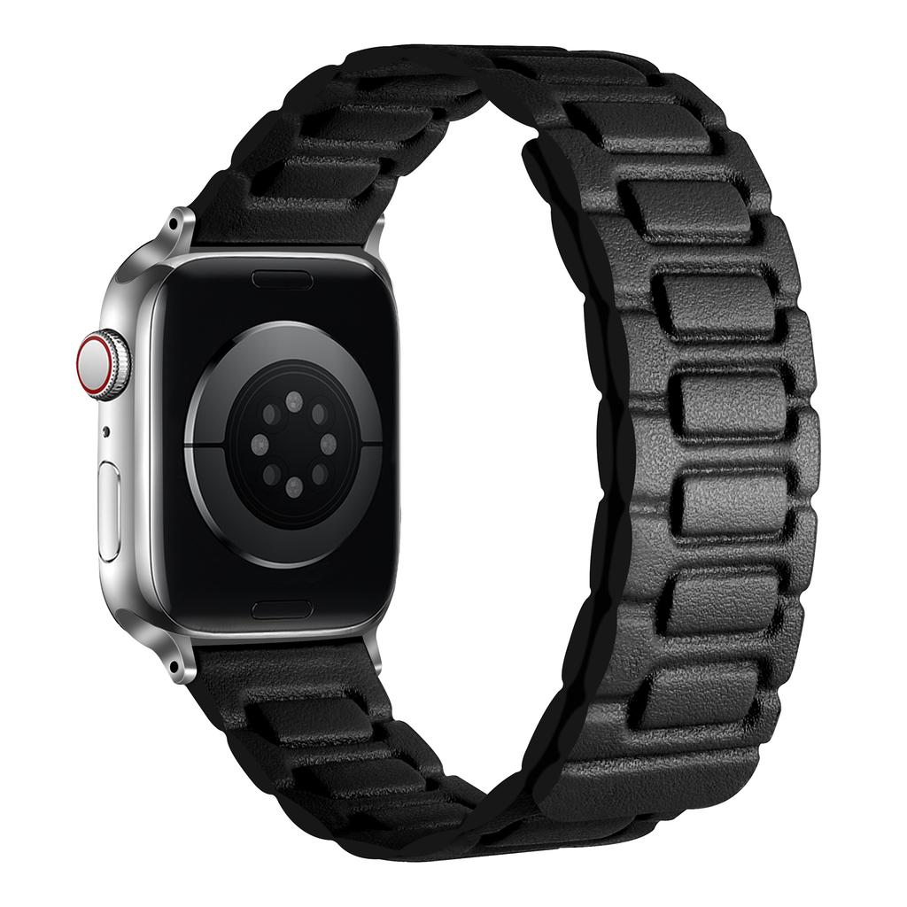 Ремешок для Apple Watch Series 10 9 8 7 SE 6 5 4 3 2 1 42мм 41мм 40мм 38мм магнитный кожаный ремешок с 3 бусинами