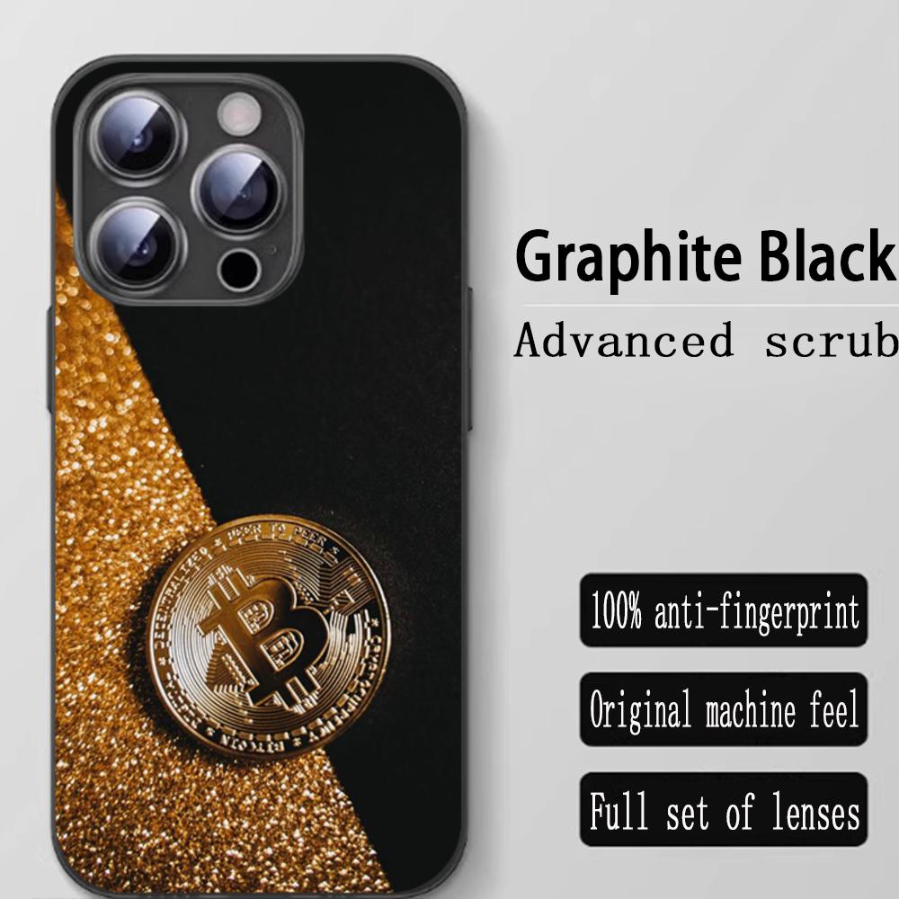 Стильный крутой чехол для телефона Bitcoin BTC для iPhone 16 15 14 13 12 11 X XR XS 8 Plus Mini Pro Max Мягкий черный Ударопрочный чехол