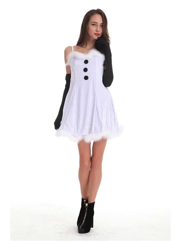 Европейские и американские рождественские костюмы: Очаровательные белые пушистые костюмы снеговиков для пар, идеально подходящие для праздничных вечеринок