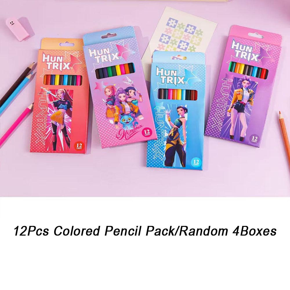 12Pcs Kpop Demon Hunters Huntrix 2B Pencils Set Wood Graphite Sketch Pencils Smooth Writing for School Office Drawing Sketching