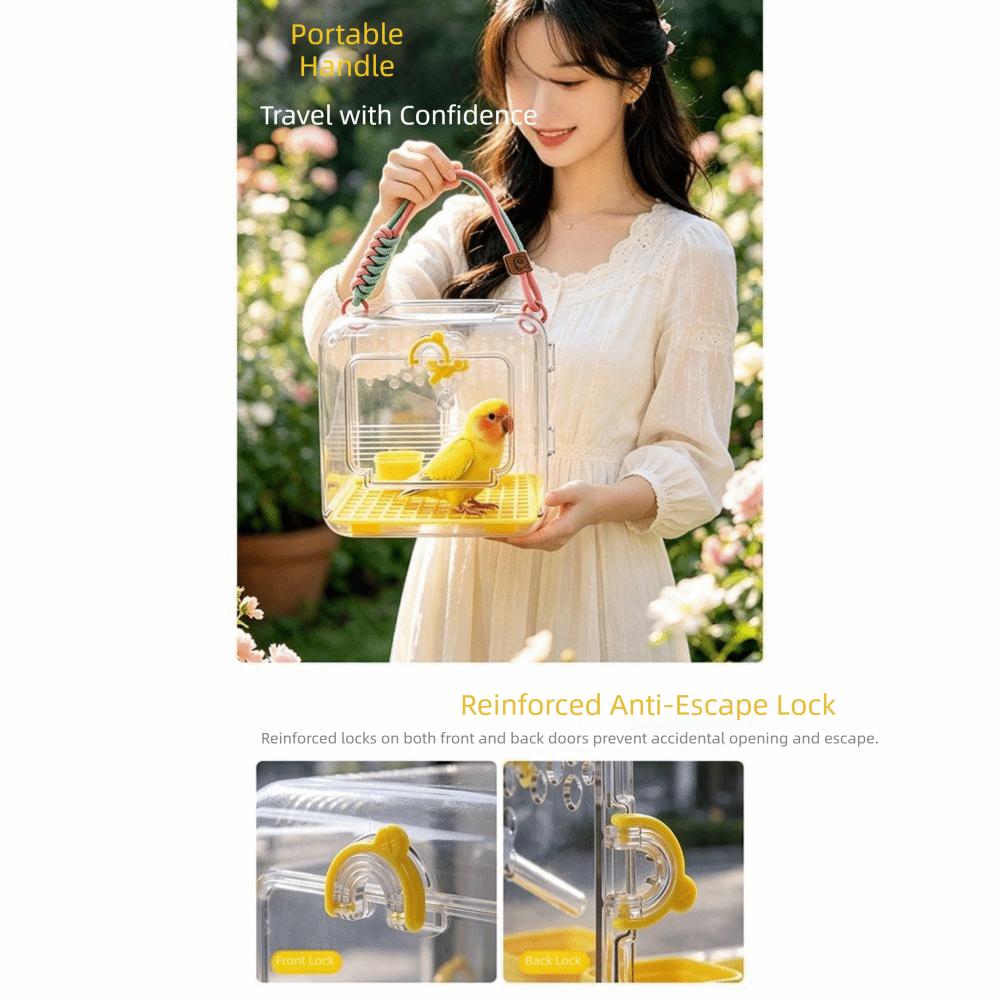 Portable Bird Carrier Transparent Bird Travel Cage Parrot Takeaway Cage Short Trips