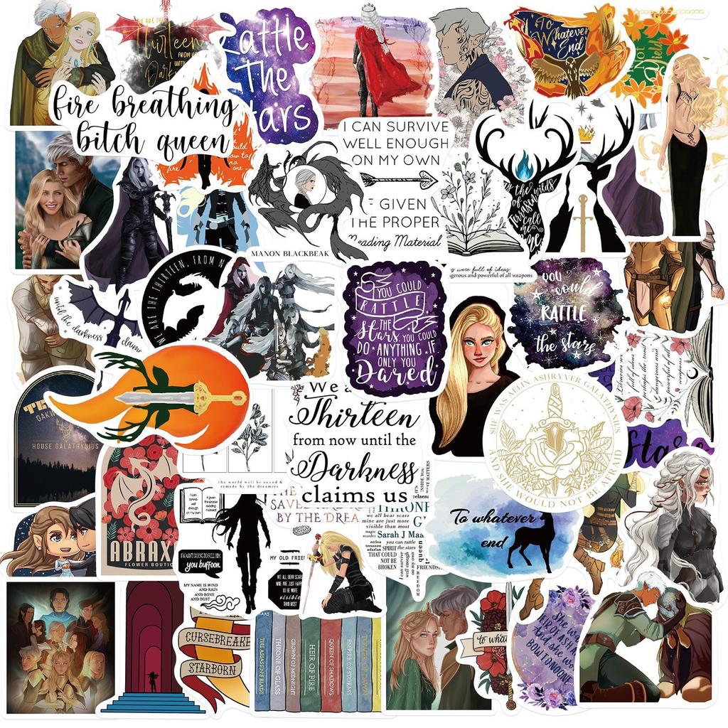 50 Книг для чтения Стеклянный трон Граффити Наклейки Гитара Блокнот Чемодан Сделай сам Водонепроницаемые наклейки