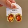 Серебряные геометрические неправильные серьги-гвоздики с тигровым глазом - Осенне-зимний ретро нишевый стиль высокого класса.