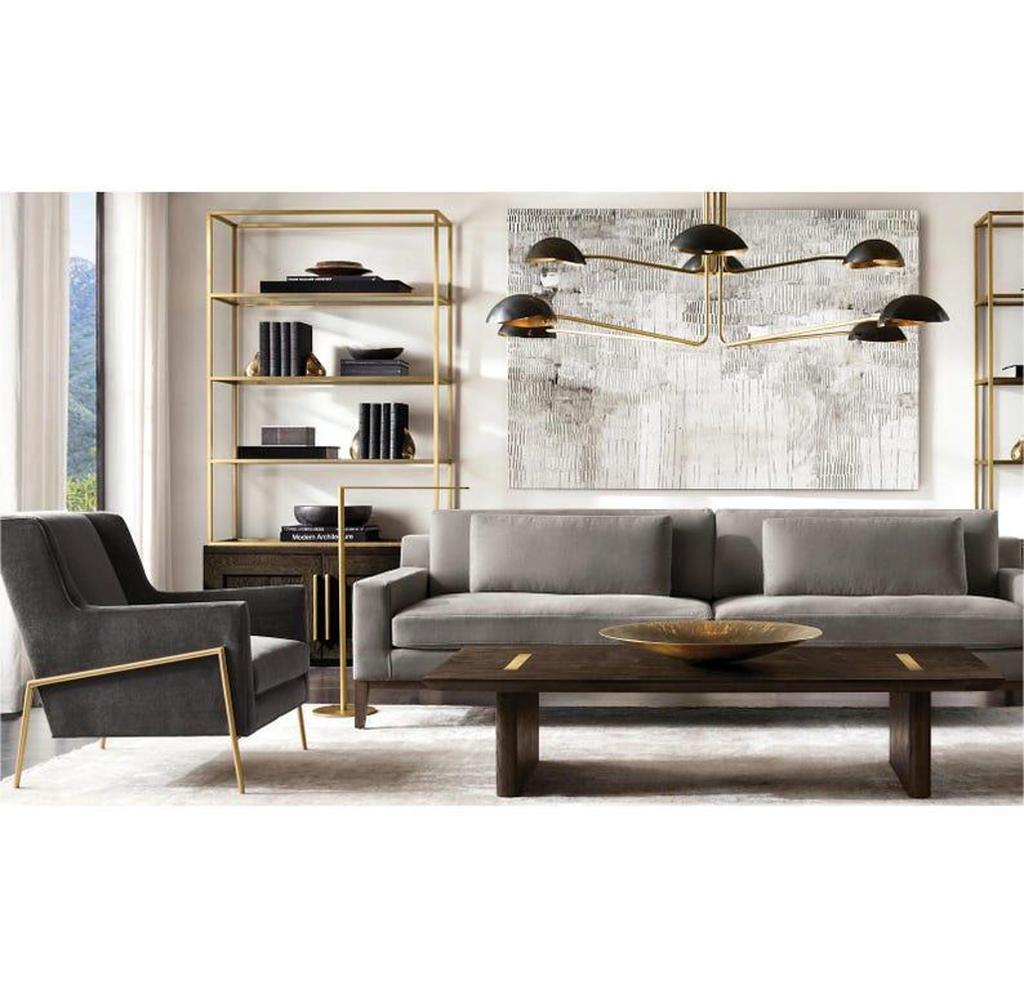 Handmade Black & Antique Brass Sputnik Chandelier – Mid Century Italian Lighting Fixture