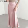 Women's Summer High Waisted Solid Color Loose Flared Skirt