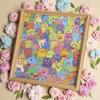 Wooden Coloring Puzzle Kit with Photo Frame Marker Pens DIY Kids Adults Hand-Painted Cartoon Jigsaw Puzzle Decoration Ornament