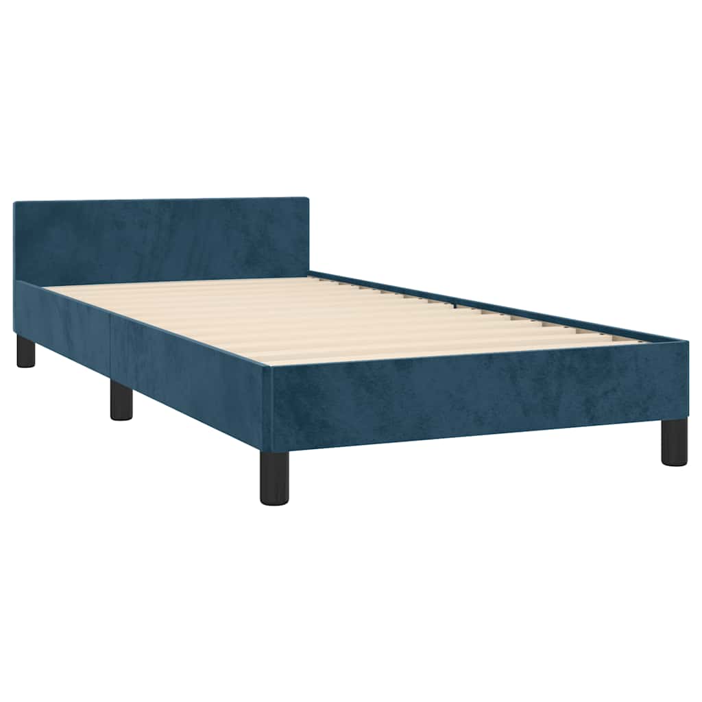 Bed Frame without Mattress Dark Blue 90 x 200 cm Velvet