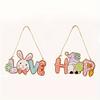 2 Easter Wooden Colored Rabbit Decorative Pendants, Easter Dwarf Doll Printed Wooden Pendants, Easter House Party Door Decoration