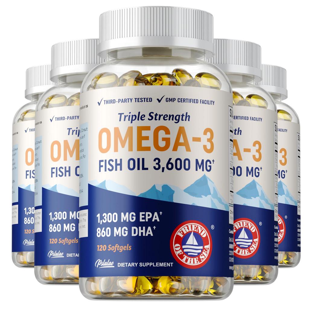 High-concentration Omega-3 fish oil capsules, containing EPA and DHA, support joint health and immune health, suitable for adults.