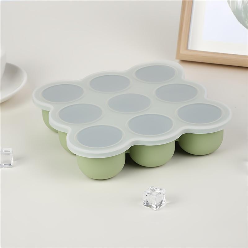 1 шт. Форма для льда из пищевого силикона с крышкой, 9 ячеек, антипригарная, легко извлекаемая, поднос для приготовления льда для детского питания, праздничных вечеринок, кухонного использования