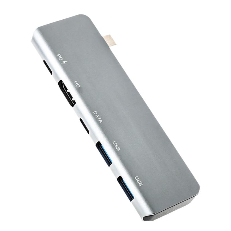 Многопортовые USB-C адаптеры 100 Вт Быстрая зарядка Выход HDTV Металлический корпус Для компьютерных аксессуаров