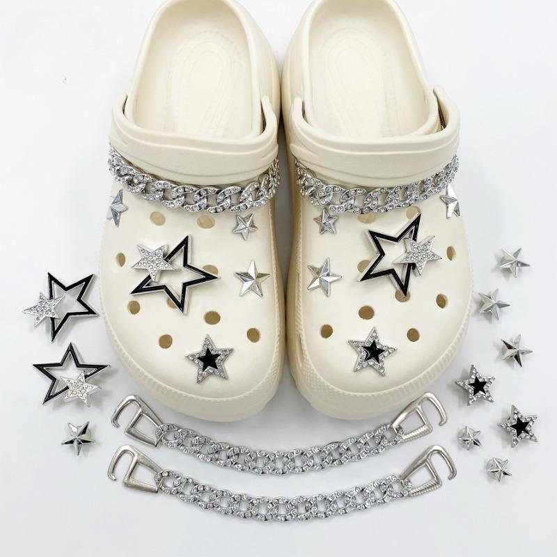 12 шт. модные подвески для обуви набор аксессуаров пряжка для обуви с отверстиями металлическая цепочка со стразами пятиконечная звезда DIY украшения для обуви