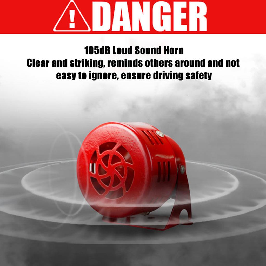 Loud Sound Horn 12V 105dB Electric Car Driven Brake Motor Air Raid Siren Horn Alarm Loud 50s Red for Car Truck