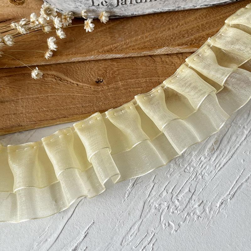 Манжеты воротника с оборками, двухслойная кружевная отделка из снежной пряжи шириной 4 см