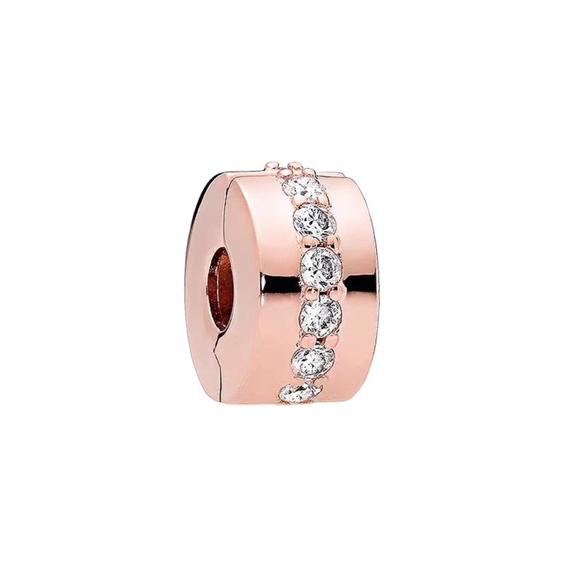 Блестящие Rose Gold Шарм-клипсы Бусины Подходят для Оригинального Браслета-цепочки Змея Ожерелья Бусины Для DIY Шикарных Украшений Женский Подарок