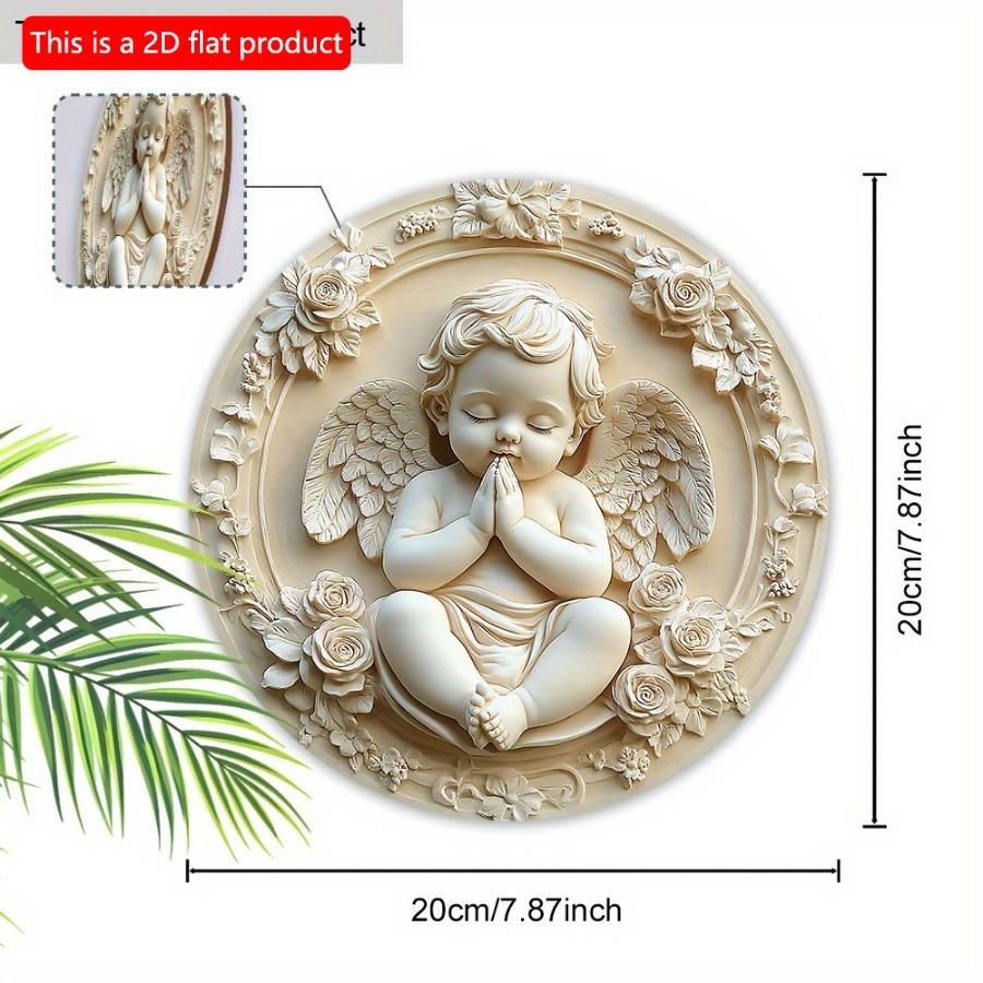 1 шт. 2d Плоский очаровательный ангел Молодежь Приветственный знак - 20 см Универсальное деревянное настенное искусство для дома и крыльца Декор, идеальный рождественский подарок, не требуется электричество