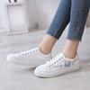 Весенне-летние повседневные модные кроссовки на плоской подошве, новый стиль, с круглым носком, на шнуровке, с вышивкой, удобная женская прогулочная обувь