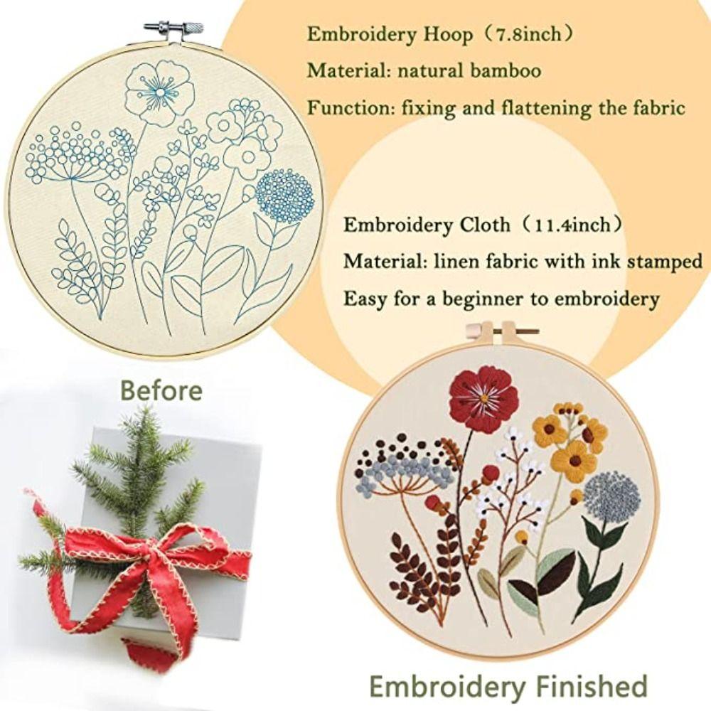 DIY Embroidery Hoops Threads Needlepoint Kit Flower Embroidery Kit Cross Stitch Home Decoration