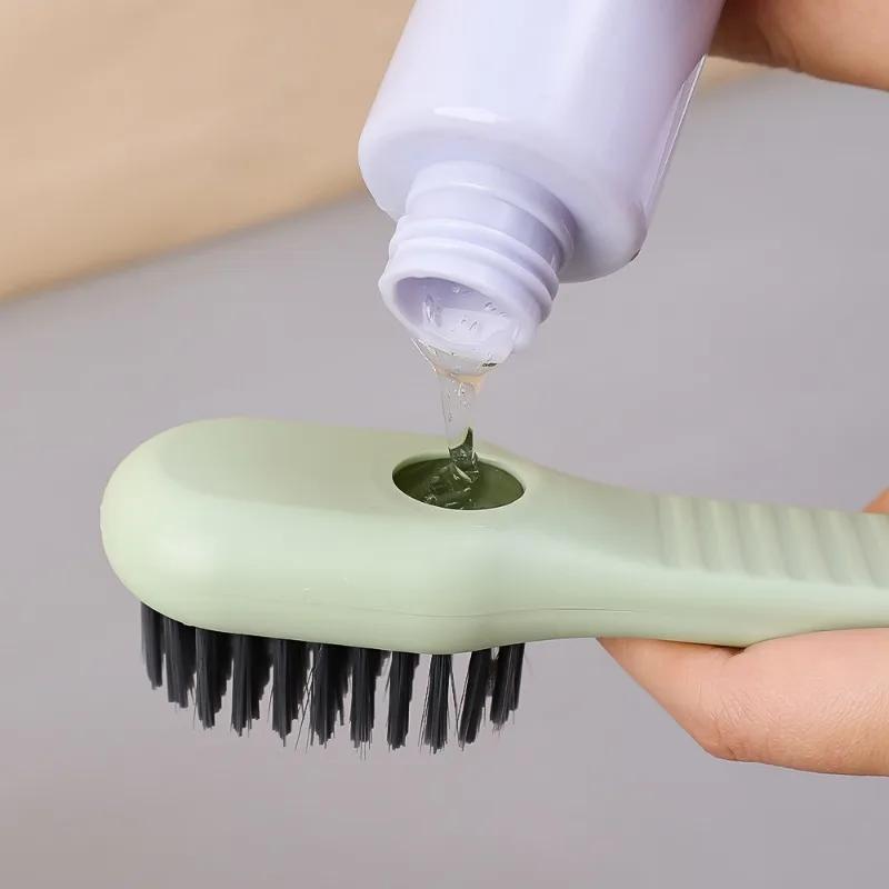 2/1Pcs Multifunctional Shoe Brush Automatic Liquid Adding Laundry Brushes Washing Clothes Soft Bristles Brush Home Cleaning Tool