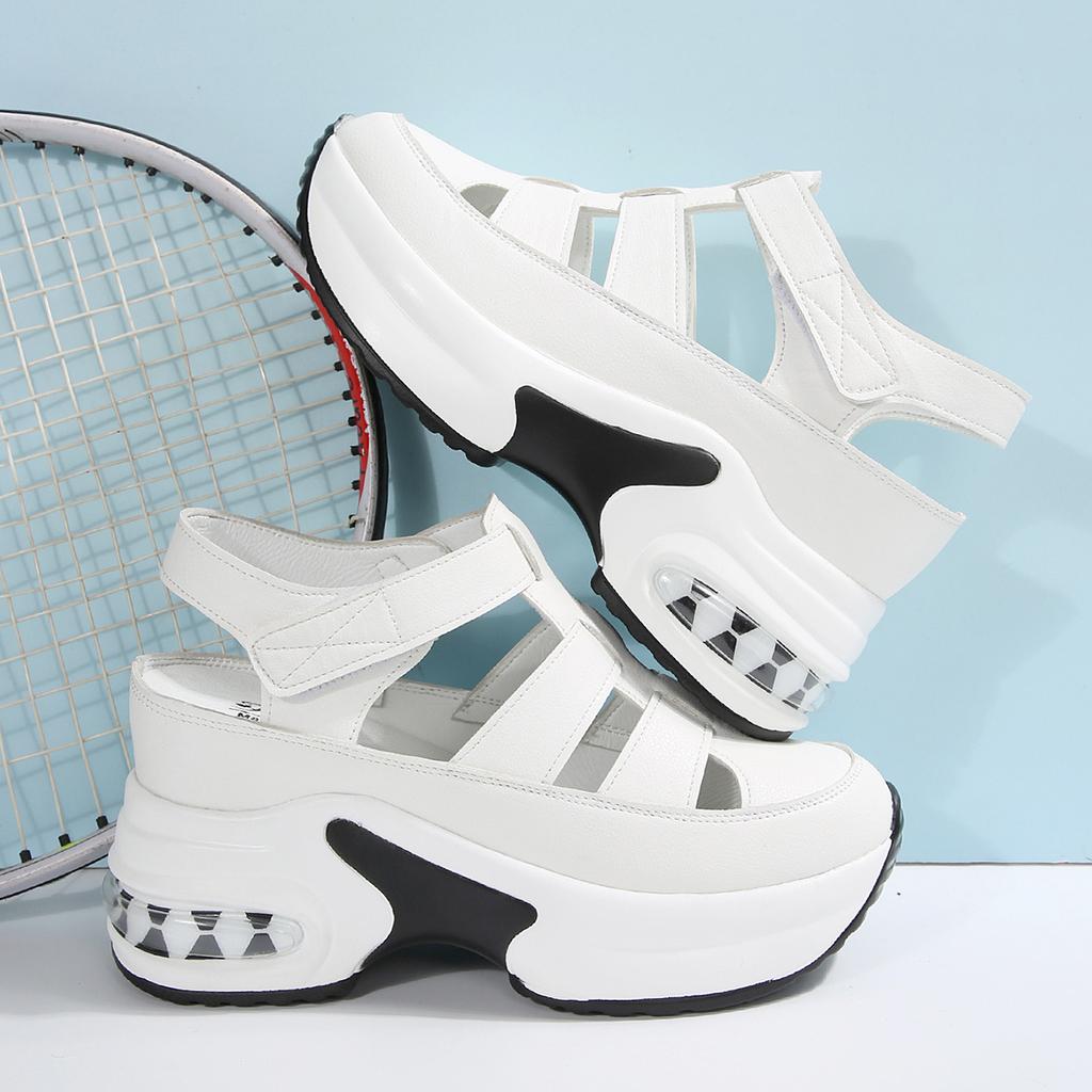 Fashion Women's Sandals New High Quality Buckling Platform Sandals Summer New Closed Toe Office and Career Summer Solid Wedge Shoes