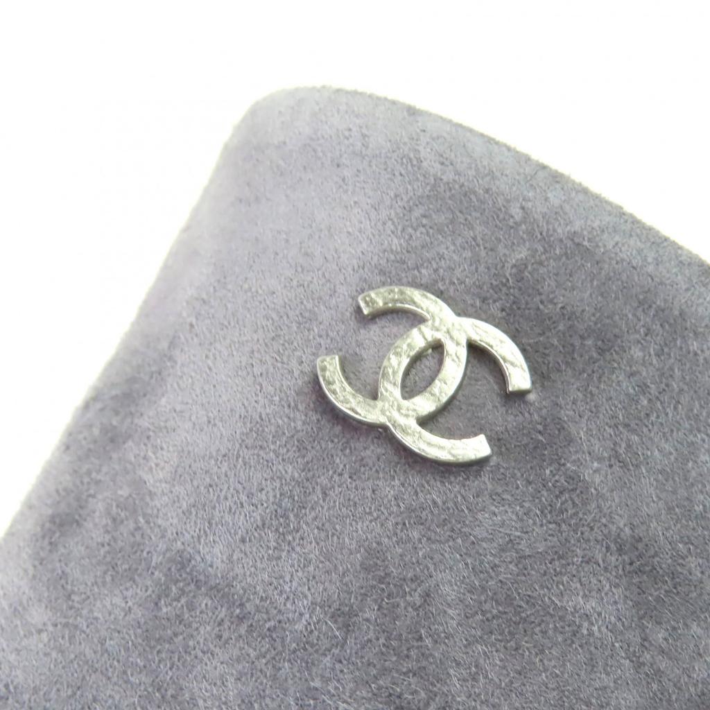 Excellent CHANEL Short Boots COCO Mark Suede Leather Ankle Boots Gray 37 G32213 Used