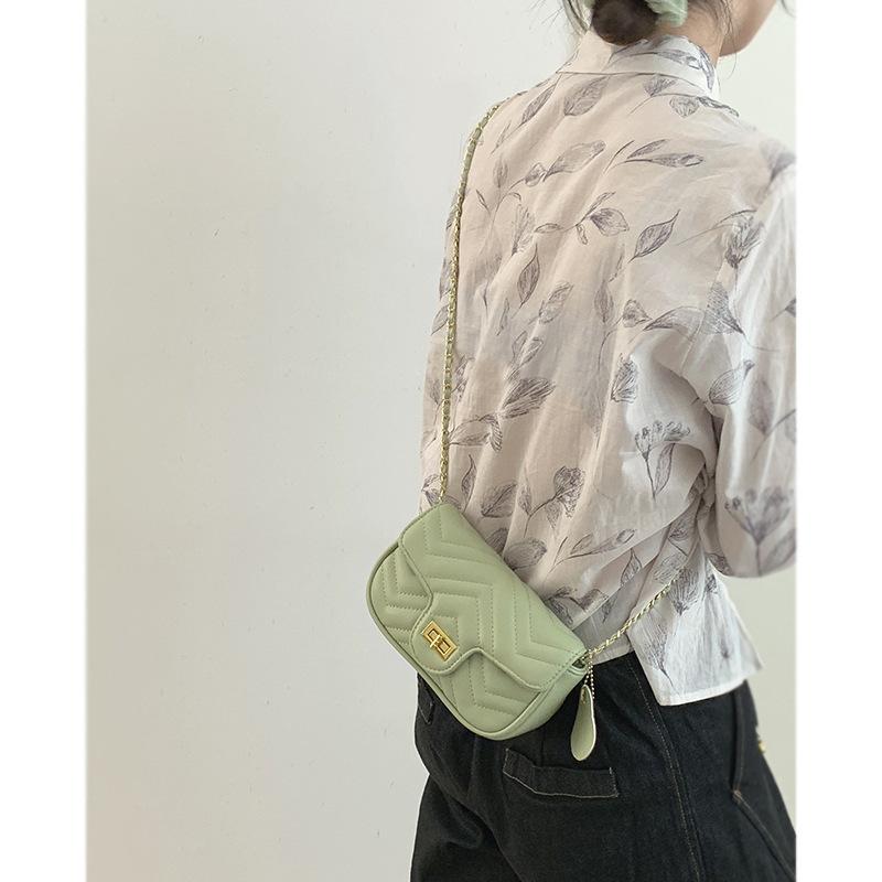 Small Fragrance Style Women's Bag Summer New Style Small Fresh Green Diamond Chain Bag Trendy and Versatile Small Square Bag Women