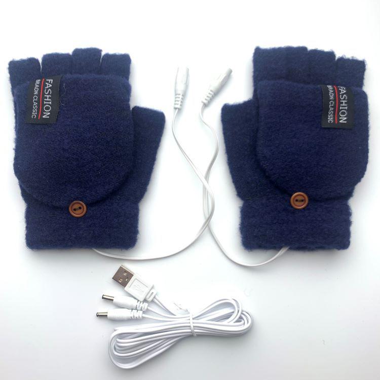 USB-перчатки с подогревом, мужские, зимние, без пальцев