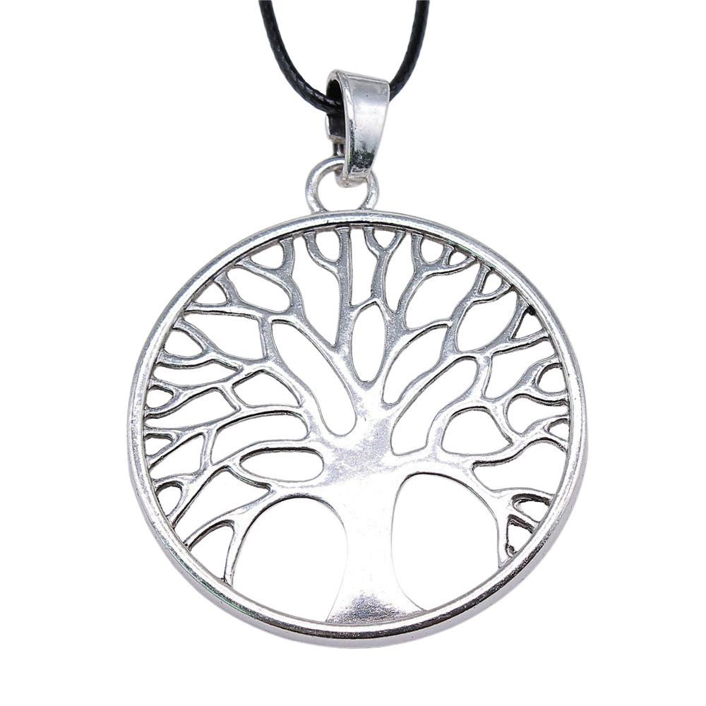 Антикварный кулон-ожерелье "Древо Жизни" Nature Boho Statement Jewelry 45см Кожаная цепочка
