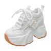 Fashion New 2025 Chunky Leather Sneakers Casual Vulcanized Shoes Woman High Platform Breathable Weave Sneakers 10CM Sport Dad Shoes