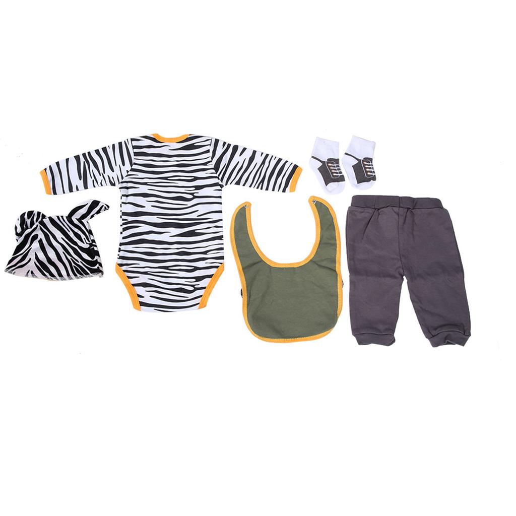 Simulation Infant Doll Clothes Set Cute Striped Cartoon Bear Clothes for 20?22 Inch Doll