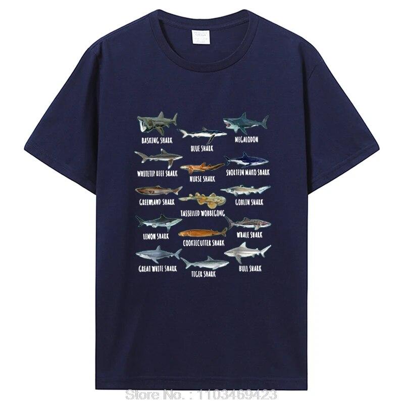 Футболка с видами акул, биология, разные виды акул, одежда с комиксами для детей и взрослых, футболки с графическим рисунком, топы, подарочная одежда