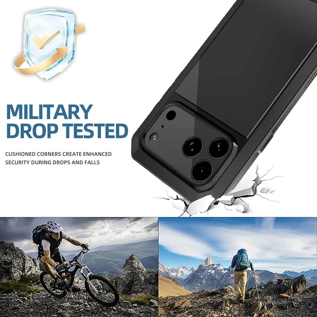 360 Aluminum Alloy Full Body Phone Case for IPhone 18 17Pro Max Silicone Built-in Screen Protector Heavy Duty Shockproof Cover